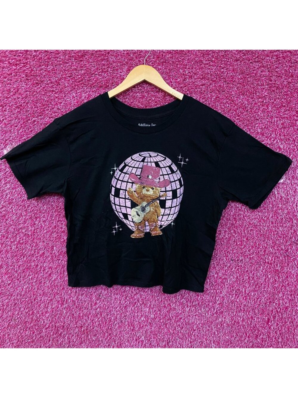 Rebellious One Disco Cowgirl Bear Crop Top XL